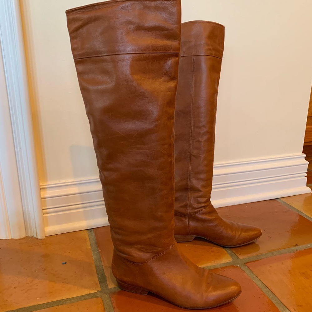 Pour La Victoire Brown Over the knee leather boots